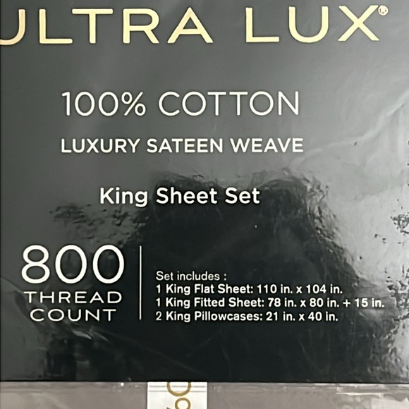 Ultra Lux 100% Cotton 800 Thread Count Luxury Sateen Weave 4 Pc  Sheet Set - Picture 5 of 7